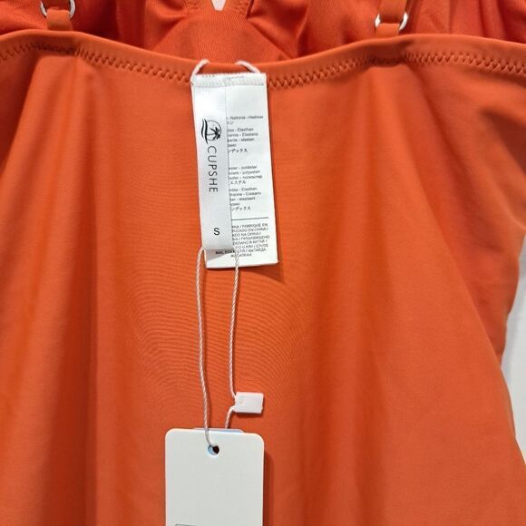 CUPSHE Shirring Design V Neck One Piece Swimsuit Low Back Bathing Suit Small NWT - Picture 10 of 14